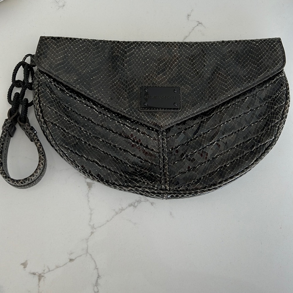 Gently Used Alexis Hudson Snakeskin with Jewelled Wristlet